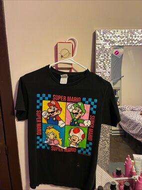 Nintendo Black Super Mario Character Block Tee